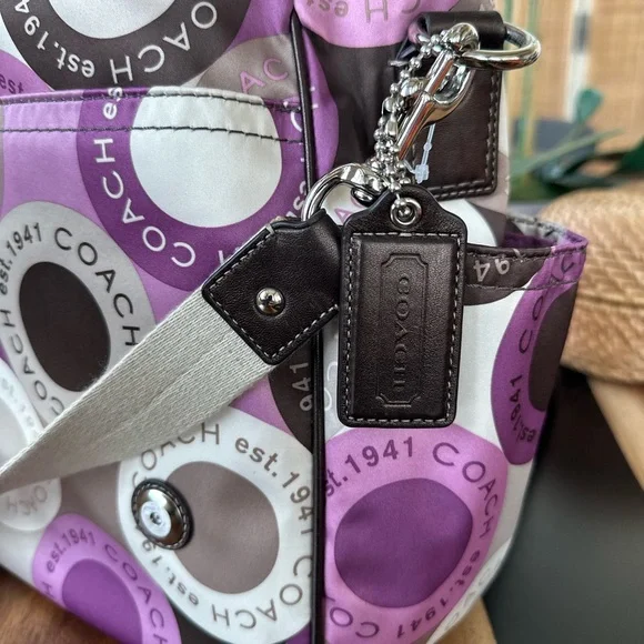 Vintage Coach Purple Signature Messenger or Diaper Bag EUC - Picture 6 of 12